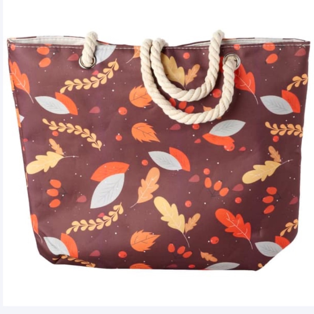 NWT Renshun Fall Leaves Tote Bag with Rope Handle